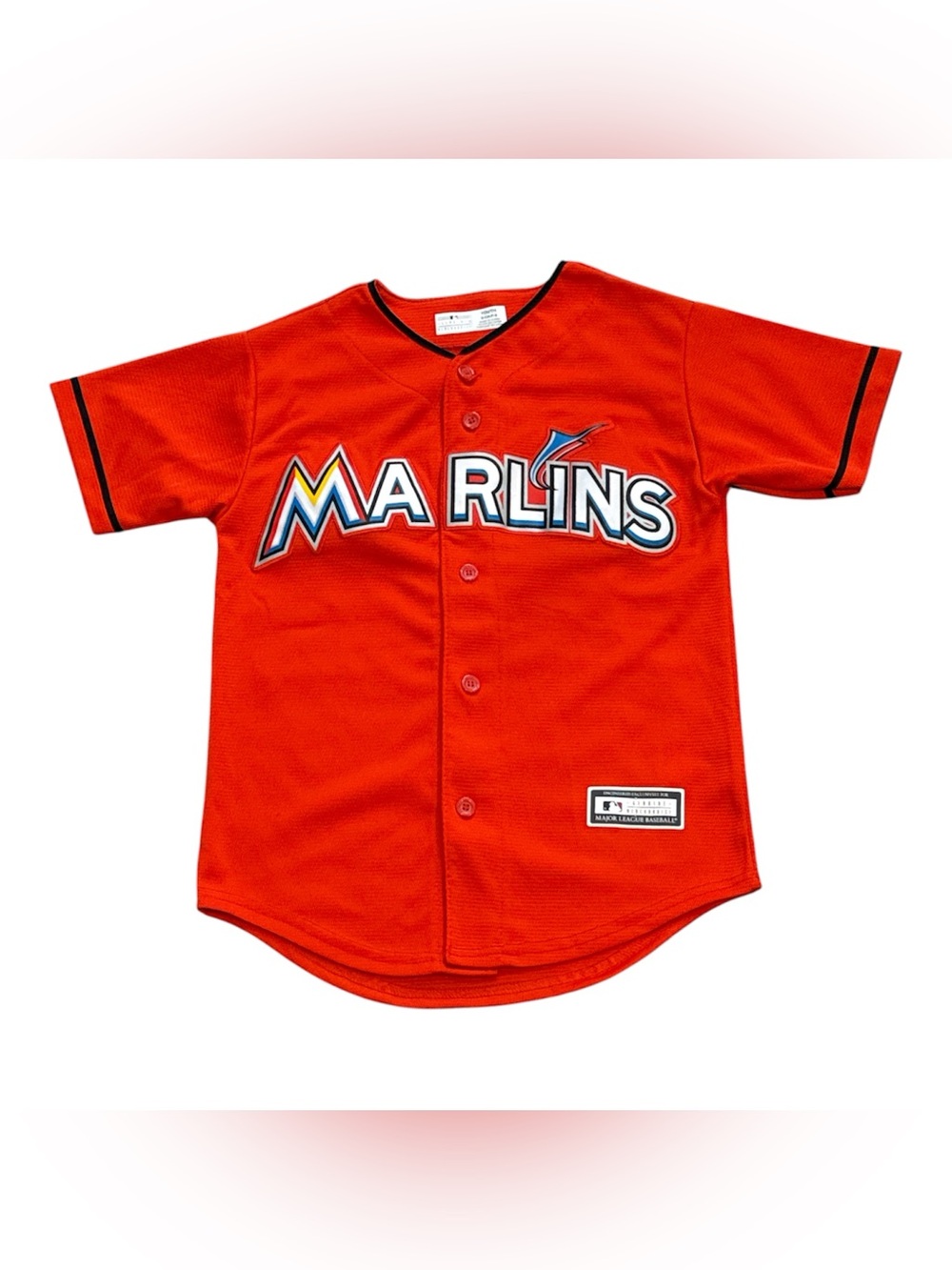 Majestic Miami Marlins Retro Orange Stitched Baseball Jersey Youth Small